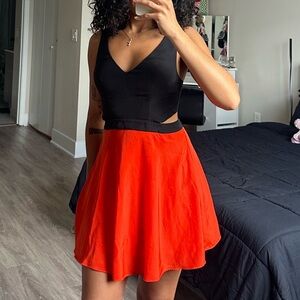 Guess - Black & Orange Cutout Detailed Summer Dress